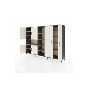 Hyperion Dolap 13 Raflı 6 Kapaklı 220x44x163 Antrasit-aytaşı/çam