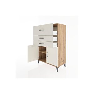 Hyperion Dolap Tek Raflı 3 Çekmeceli 2 Kapaklı 88x44x134 Çam-aytaşı