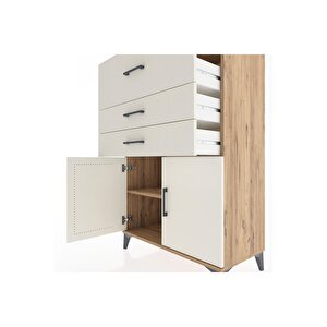 Hyperion Dolap Tek Raflı 3 Çekmeceli 2 Kapaklı 88x44x134 Çam-aytaşı