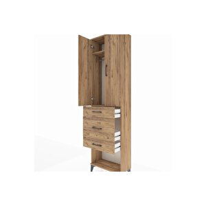 Arges Dolap 2 Raflı 3 Çekmeceli Tek Askılı 60x30x221 Çam-çam