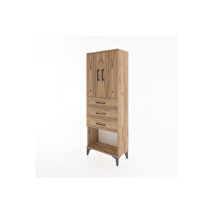Arges Dolap 3 Raflı 3 Çekmeceli 2 Kapaklı 60x30x163 Çam-çam
