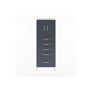 Hyperion Dolap 2 Raflı 5 Çekmeceli 2 Kapaklı 60x44x163 Aytaşı-antrasit