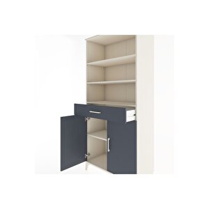 Hyperion Dolap 4 Raflı Tek Çekmeceli 2 Kapaklı 88x44x195 Aytaşı-antrasit