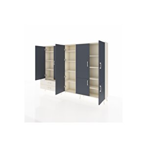 Arges Dolap 12 Raflı 2 Çekmeceli 7 Kapaklı 220x30x163 Aytaşı-antrasit/aytaşı