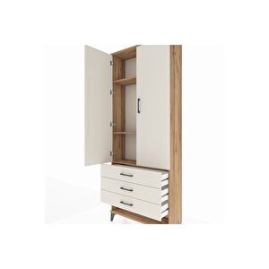 Arges Dolap 3 Raflı 3 Çekmeceli 2 Kapaklı 88x30x221 Çam-aytaşı