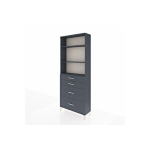 Arges Dolap 3 Raflı 4 Çekmeceli 88x30x221 Antrasit-antrasit