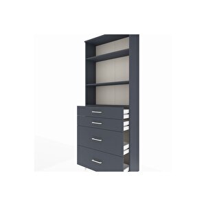 Arges Dolap 3 Raflı 4 Çekmeceli 88x30x221 Antrasit-antrasit