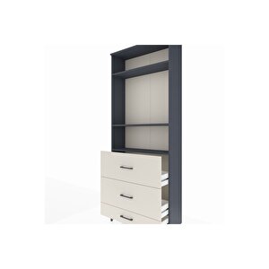 Arges Dolap 3 Raflı 3 Çekmeceli 88x30x221 Antrasit-aytaşı