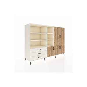 Kronos Dolap 11 Raflı 3 Çekmeceli 5 Kapaklı 220x59x163 Aytaşı-çam/aytaşı