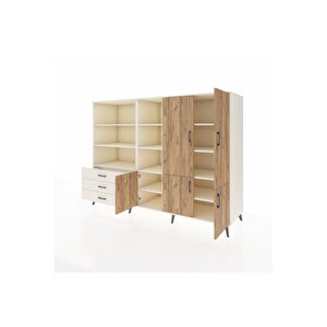 Kronos Dolap 11 Raflı 3 Çekmeceli 5 Kapaklı 220x59x163 Aytaşı-çam/aytaşı