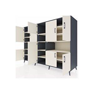 Kronos Dolap 14 Raflı 10 Kapaklı 220x59x163 Antrasit-aytaşı