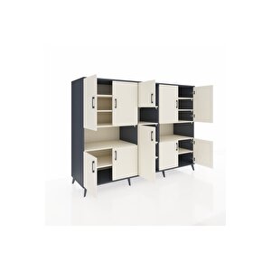 Kronos Dolap 14 Raflı 10 Kapaklı 220x59x163 Antrasit-aytaşı