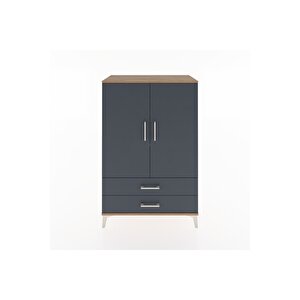 Hyperion Dolap 3 Raflı 2 Çekmeceli 2 Kapaklı 88x44x134 Çam-antrasit