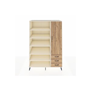 Kronos Dolap 9 Raflı 3 Çekmeceli Tek Kapaklı  132x59x195 Aytaşı-çam/çam