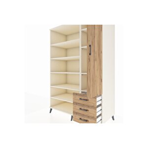 Kronos Dolap 9 Raflı 3 Çekmeceli Tek Kapaklı  132x59x195 Aytaşı-çam/çam
