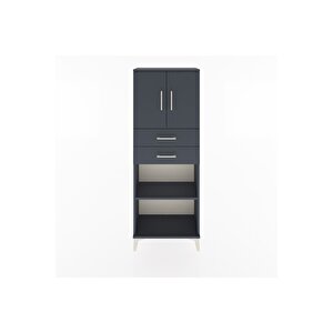 Arges Dolap 3 Raflı 2 Çekmeceli 2 Kapaklı 60x30x163 Antrasit-antrasit