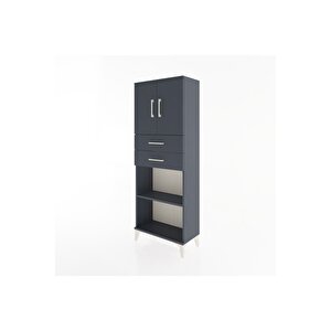 Arges Dolap 3 Raflı 2 Çekmeceli 2 Kapaklı 60x30x163 Antrasit-antrasit