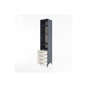 Hyperion Dolap 4 Raflı 4 Çekmeceli 44x44x221 Antrasit-aytaşı