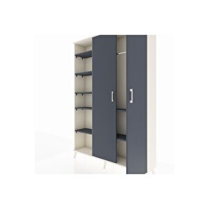 Arges Gardrop 7 Raflı 2 Kapaklı Tek Askılı 132x30x195 Aytaşı-antrasit