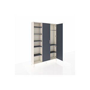 Arges Gardrop 7 Raflı 2 Kapaklı Tek Askılı 132x30x195 Aytaşı-antrasit