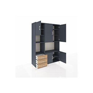 Hyperion Dolap 9 Raflı 3 Çekmeceli 5 Kapaklı 132x44x195 Antrasit-antrasit/çam