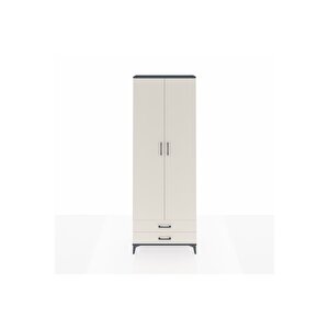 Arges Dolap 2 Raflı 2 Çekmeceli Tek Askılı 88x30x243 Antrasit-aytaşı