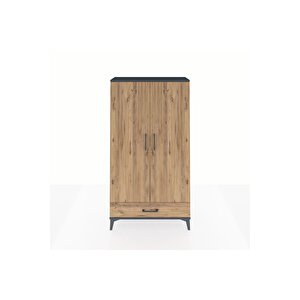 Arges Dolap 4 Raflı Tek Çekmeceli 2 Kapaklı 88x30x163 Antrasit-çam