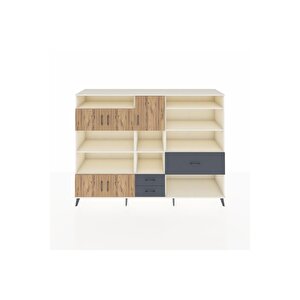 Hyperion Dolap 13 Raflı 3 Çekmeceli 5 Kapaklı 220x44x163 Aytaşı-çam/antrasit