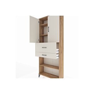 Arges Dolap 4 Raflı 2 Çekmeceli 2 Kapaklı 88x30x221 Çam-aytaşı