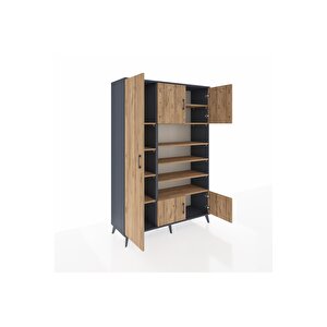 Hyperion Gardrop 10 Raflı 5 Kapaklı 132x44x195 Antrasit-çam