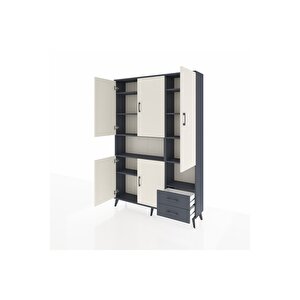 Arges Dolap 10 Raflı 2 Çekmeceli 5 Kapaklı 132x30x195 Antrasit-aytaşı/antrasit