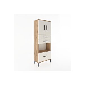 Arges Dolap 3 Raflı 3 Çekmeceli 2 Kapaklı 60x30x163 Çam-aytaşı
