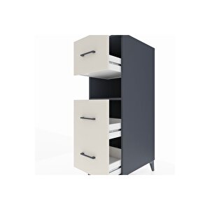 Kronos Dolap Tek Raflı 3 Çekmeceli 44x59x134 Antrasit-aytaşı