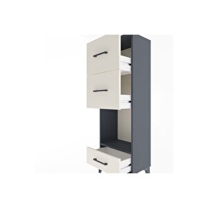 Arges Dolap Tek Raflı 3 Çekmeceli 44x30x134 Antrasit-aytaşı