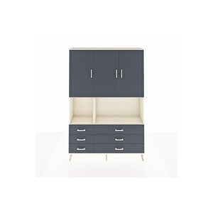 Arges Gardrop 6 Raflı 6 Çekmeceli 3 Kapaklı 132x30x195 Aytaşı-antrasit