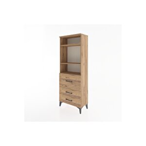 Arges Dolap 3 Raflı 3 Çekmeceli 60x30x163 Çam-çam