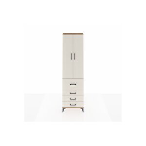 Arges Dolap 2 Raflı 4 Çekmeceli Tek Askılı 60x30x221 Çam-aytaşı