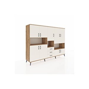 Hyperion Dolap 13 Raflı 3 Çekmeceli 9 Kapaklı 220x44x163 Çam-aytaşı