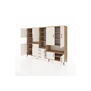 Hyperion Dolap 13 Raflı 3 Çekmeceli 9 Kapaklı 220x44x163 Çam-aytaşı