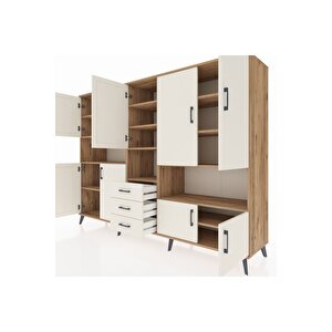 Hyperion Dolap 13 Raflı 3 Çekmeceli 9 Kapaklı 220x44x163 Çam-aytaşı