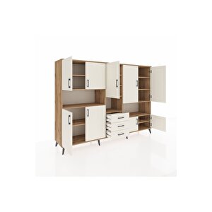 Hyperion Dolap 13 Raflı 3 Çekmeceli 9 Kapaklı 220x44x163 Çam-aytaşı