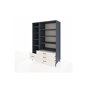 Kronos Dolap 9 Raflı 4 Çekmeceli  132x59x195 Antrasit-antrasit/aytaşı