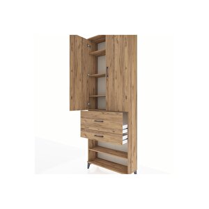 Arges Dolap 5 Raflı 2 Çekmeceli 2 Kapaklı 88x30x243 Çam-çam