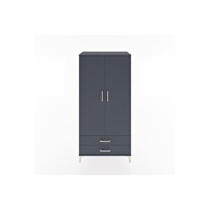 Hyperion Dolap Tek Raflı 2 Çekmeceli Tek Askılı 88x44x182 Antrasit-antrasit