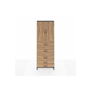 Arges Dolap 3 Raflı 5 Çekmeceli 2 Kapaklı 88x30x243 Antrasit-çam