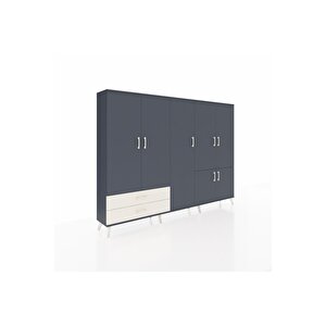 Arges Dolap 12 Raflı 2 Çekmeceli 7 Kapaklı 220x30x163 Antrasit-antrasit/aytaşı