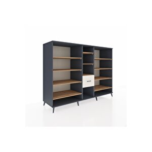 Kronos Dolap 11 Raflı 3 Çekmeceli  220x59x163 Antrasit-çam/aytaşı