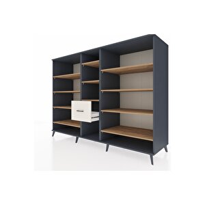 Kronos Dolap 11 Raflı 3 Çekmeceli  220x59x163 Antrasit-çam/aytaşı