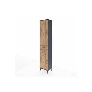 Arges Dolap 4 Raflı 2 Çekmeceli 2 Kapaklı 44x30x221 Antrasit-çam