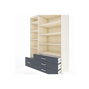 Kronos Dolap 9 Raflı 4 Çekmeceli  132x59x195 Aytaşı-aytaşı/antrasit